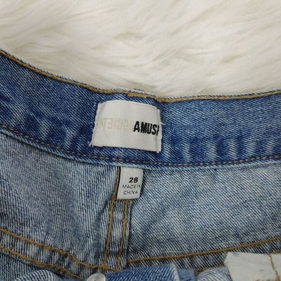 Amuse Society Revolve Crossroad Shorts Distressed Blue Jean Denim Cuffed 26.Wai - Picture 4 of 7